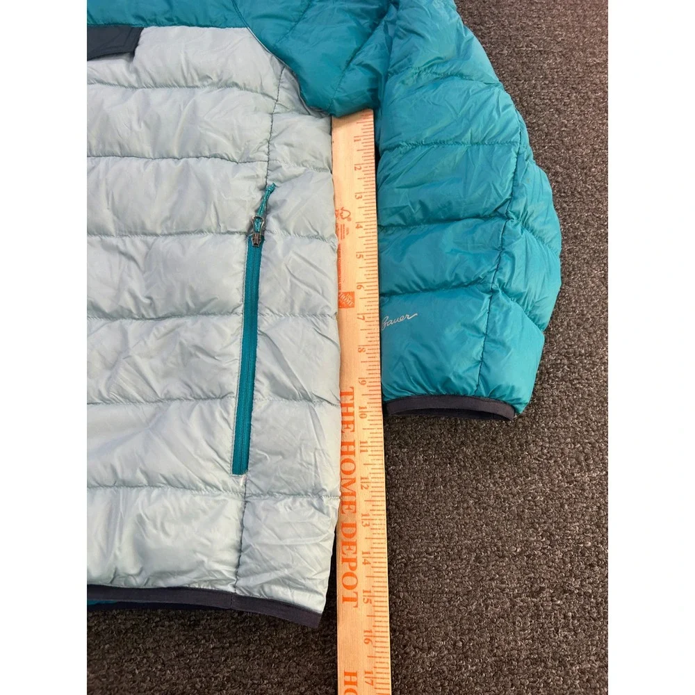 Eddie Bauer Stratuslite EB650 Puffer Jacket Teal Womens 1X Colorblock Pullover